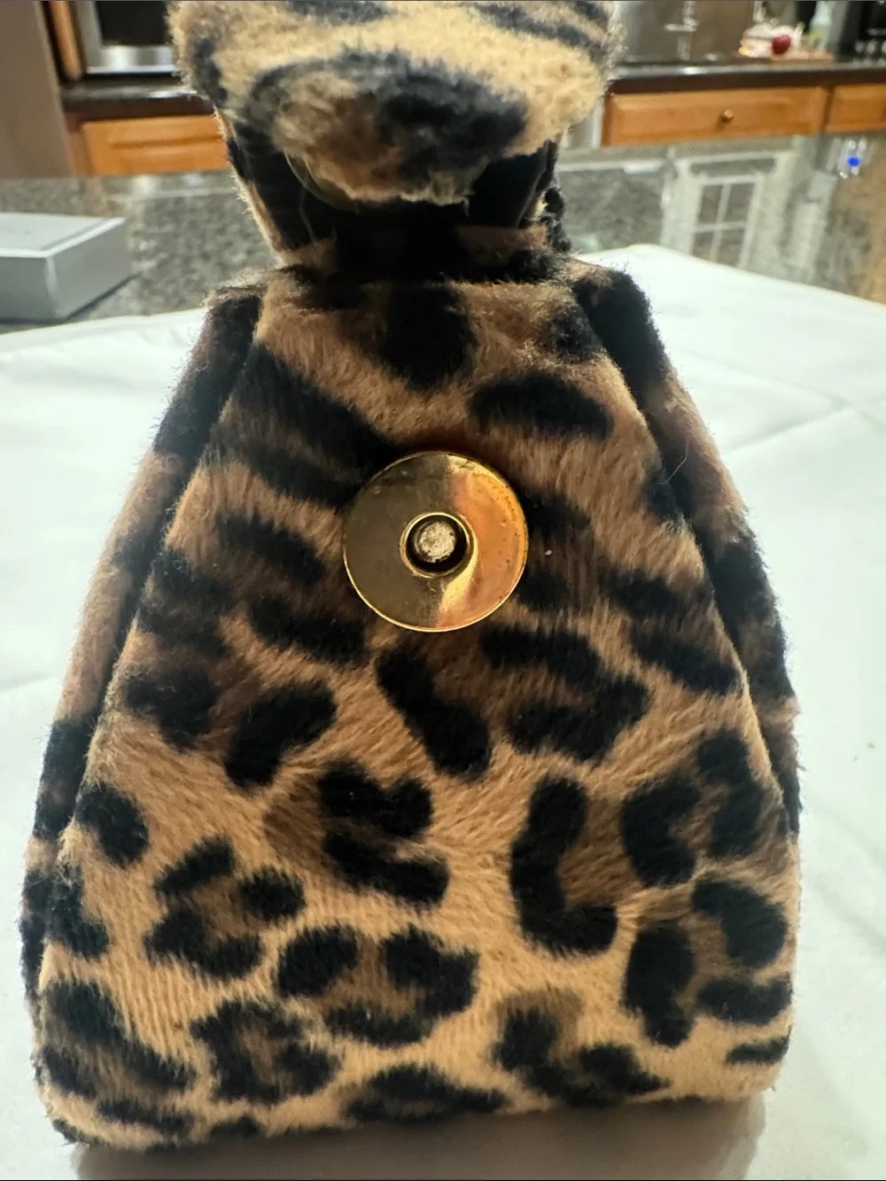 Leopard Print Wristlet Pouch - Black and Brown